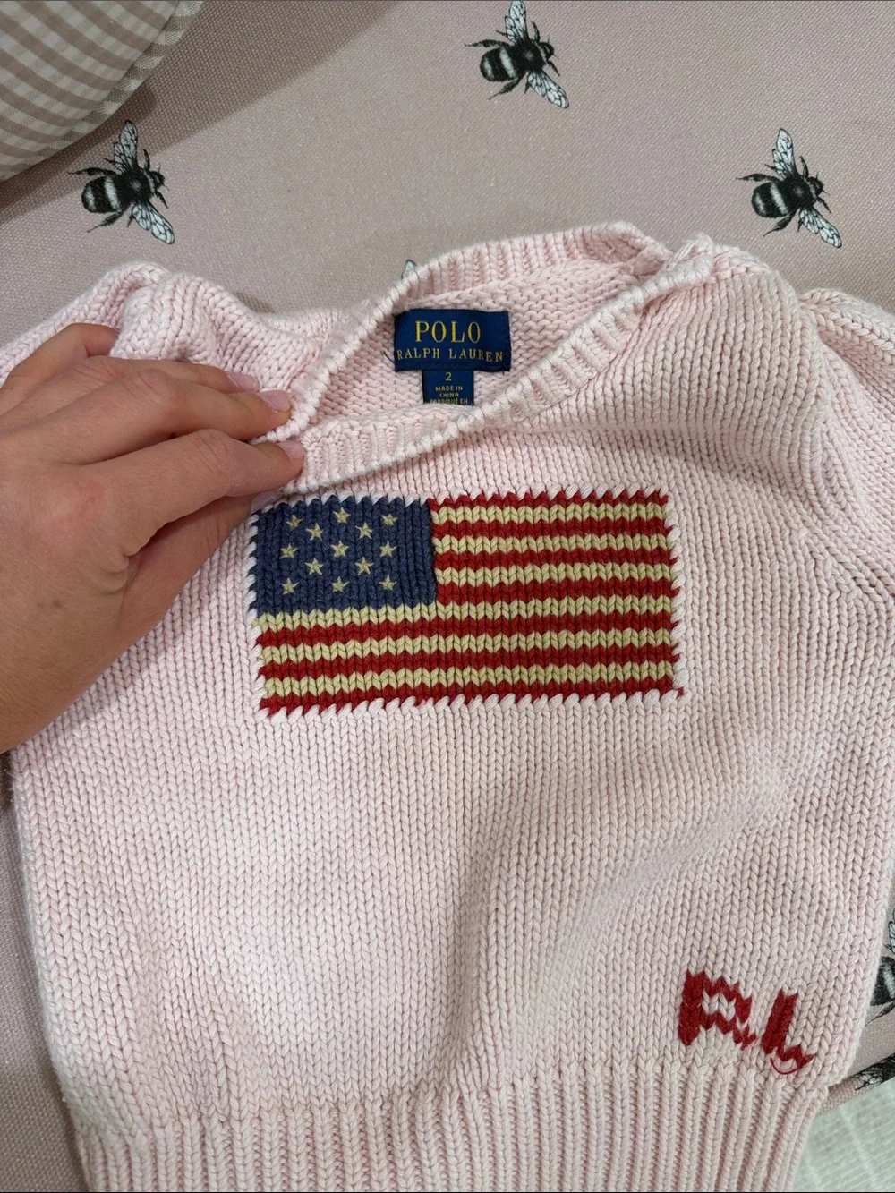 Ralph Lauren Light Pink Kids American Flag Sweater